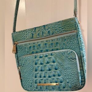 Brahmin Aqua Crocodile Embossed Crossbody Bag